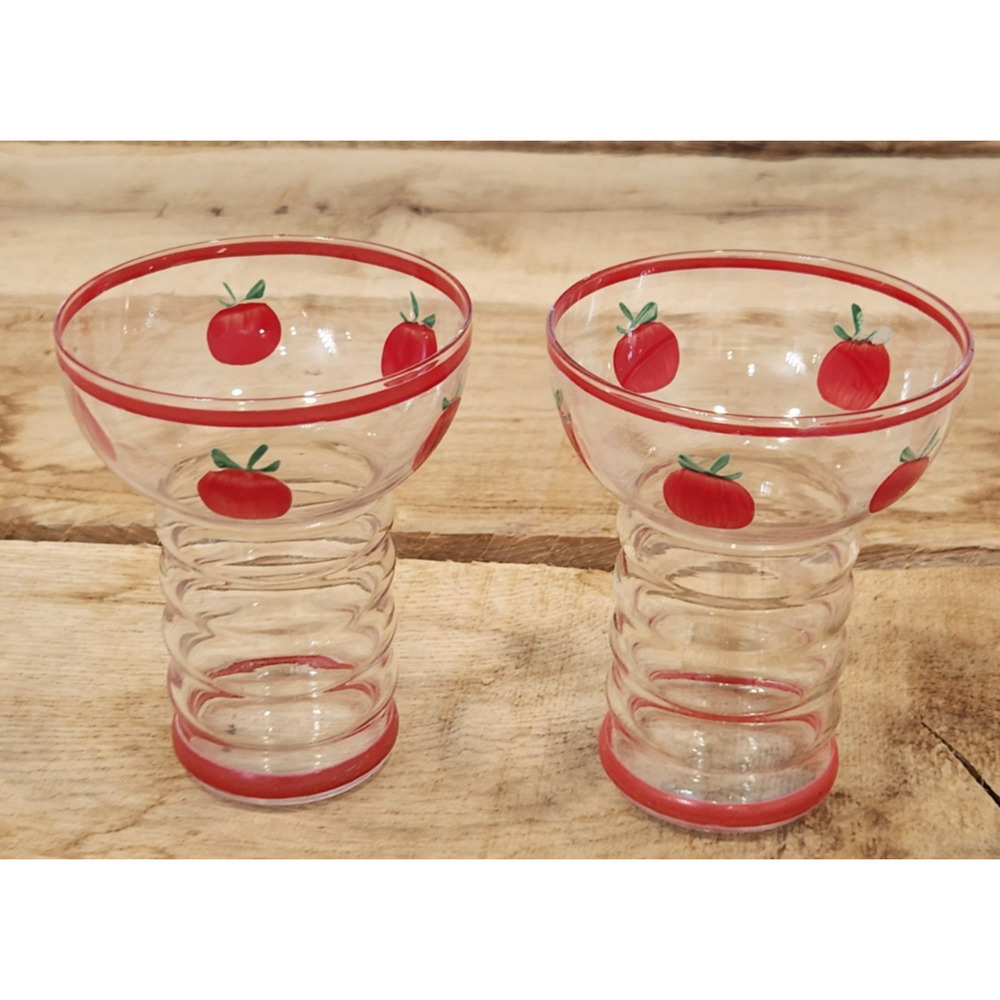 Vintage Dunbar Aramis Ring Tomato Juice Glass Set of 2 Approx 4 inches tall - Picture 2 of 16